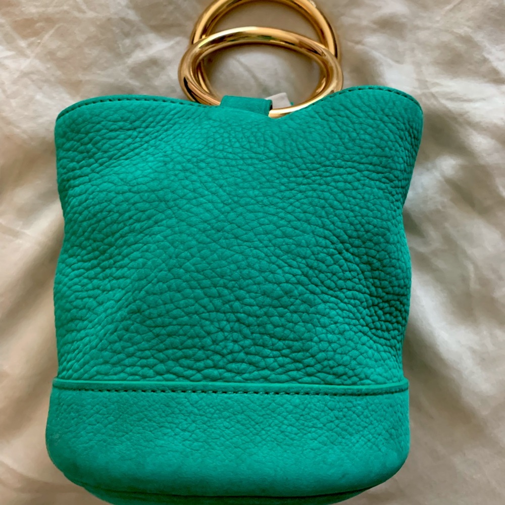 SIMON MILLER turquoise Bonsai Bag w/ gold handles